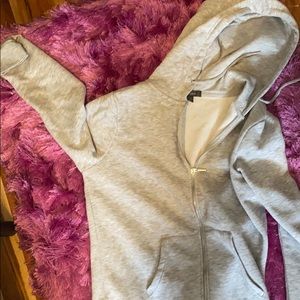 grey zip up hoodie